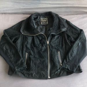 Faux Leather/ Suede Jacket with Shearling!